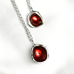 Sterling Silver 'Hawthorn Berry' Enamel Droplet Necklace